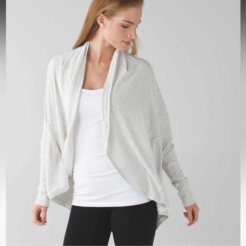 Lululemon To & Flow Wrap Heathered Mod White Cardigan Wrap Size 6